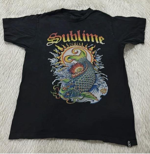 Vintage Sublime Gold Fish Black Distressed T Shirt Unisex Black Shirt