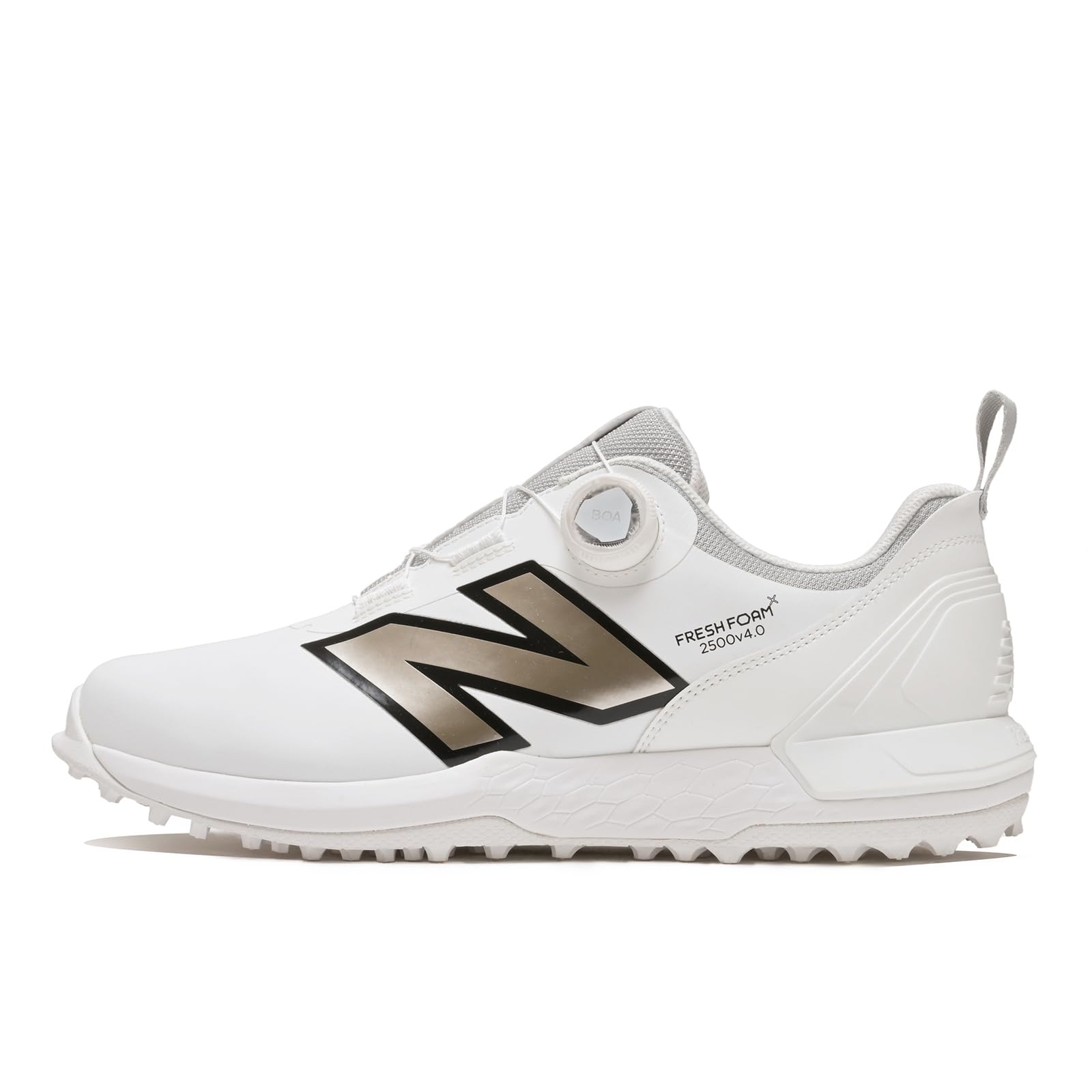 

New Balance UGS2500 Бесшипованные Гольф BOA Fresh и Размер D 2E Обувь, Пена, Мужская Женская, (Белое золото), 25.0 см,