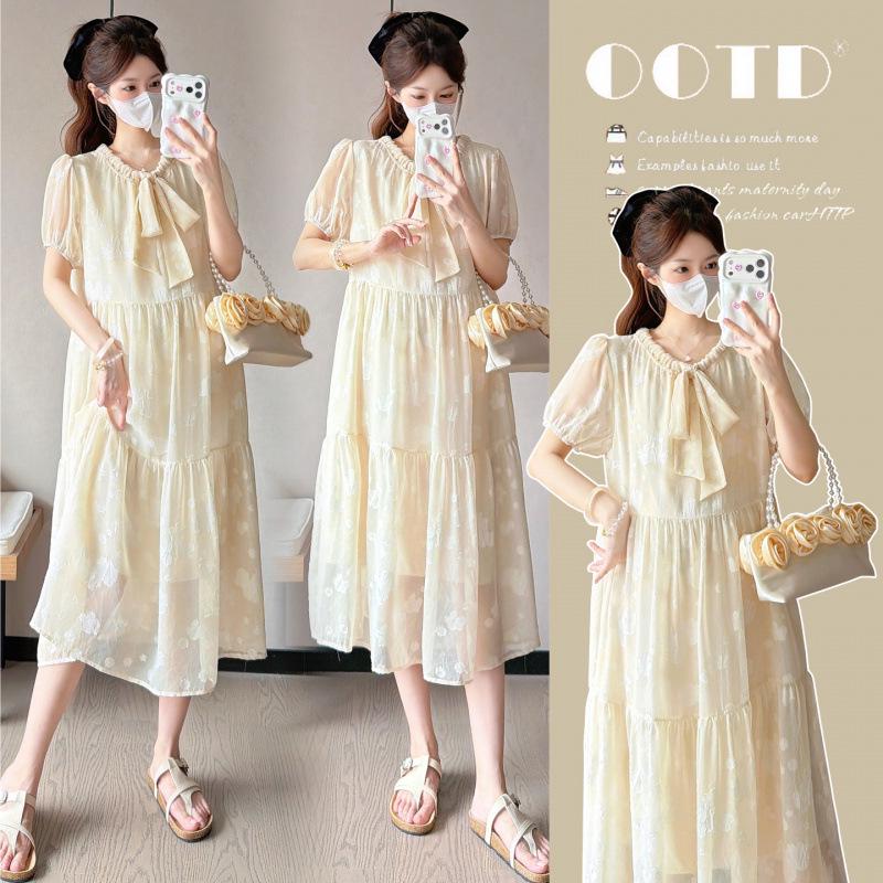 2026 Korean Style Maternity Summer Dress: Stylish, Loose, Plus Size, Medium Length