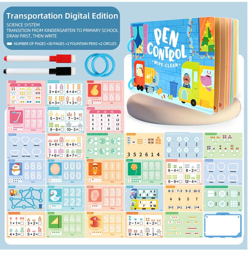 Non-Toxic Pen Control Training Cards For Preschool Reusable Alphabet Numbers Tracing Learning Activity Busy Book Educational Toy For Kids