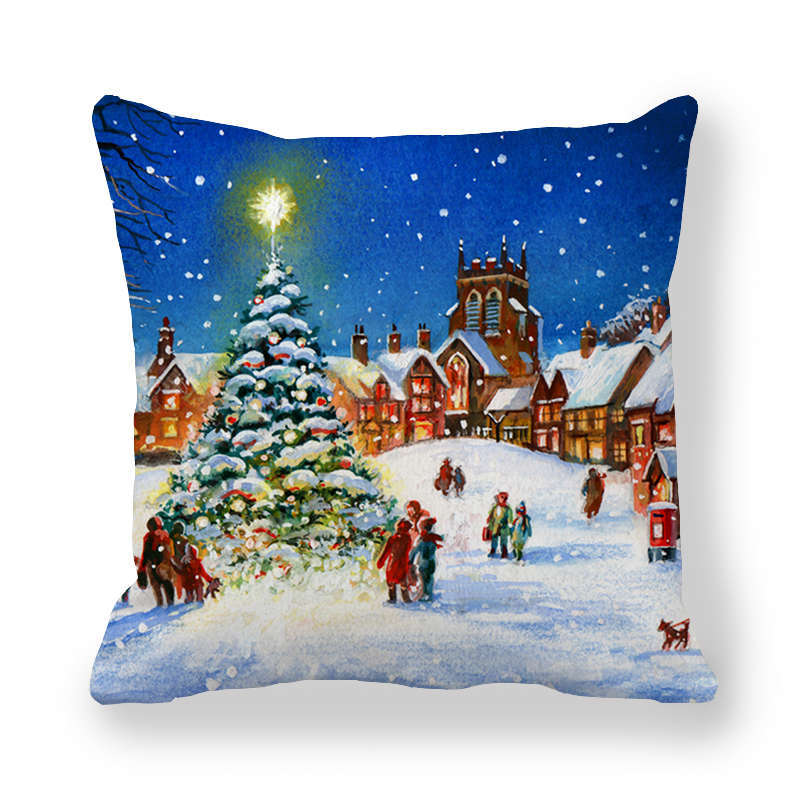 

Новогоднее украшение с изображением Святого Рождества, наволочка для подушки с принтом, украшение для дома, гостиной, дивана, наволочка 45x45 см 40X40CM