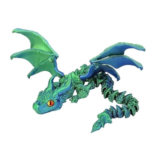 DYS 3D Printed Articulated Dragon Figurine with Adjustable Wings and Unique Eyes, Movable Joints Sculpture for Home Decor Fantasy Gift Lovers