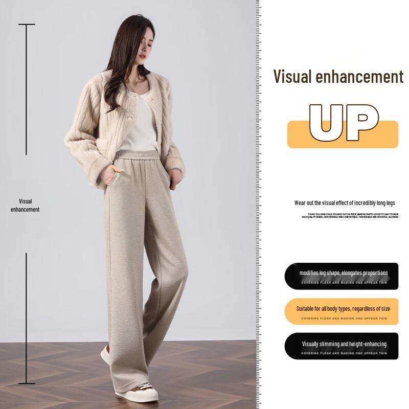 Women's Wool-Blend High-Waist Wide-Leg Casual Pants