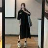 Fat Mm Summer 2026 New Korean Version Loose Large Size Split Knee T-shirt Long Skirt Short Sleeve Dress Women's Clothing