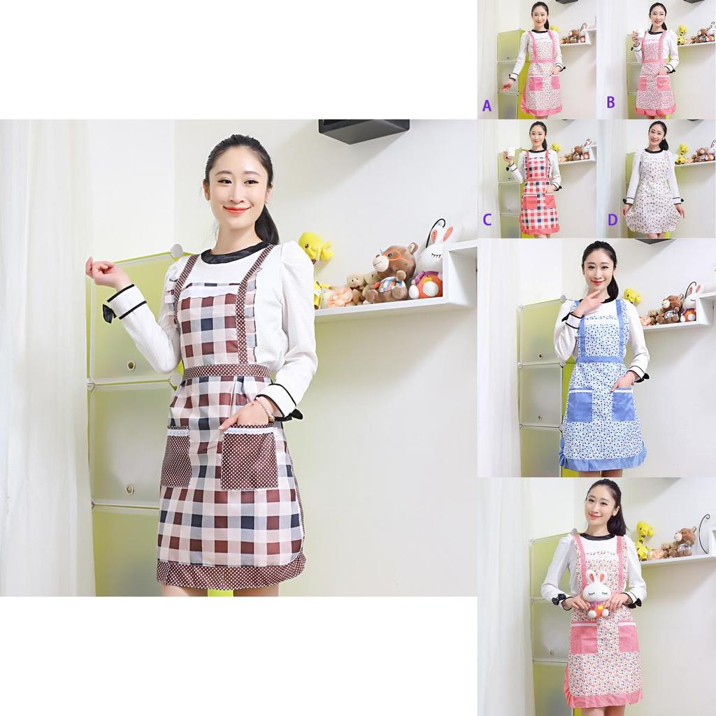 Elegant Women Apron With Ruffle Pocket And Floral Roses For Cooking And Baking