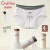 Audifen Women's 100% Cotton Crotch Antibacterial Mid-Waist Briefs 4-Pack
