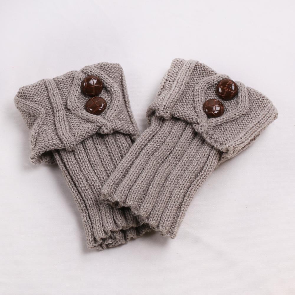 Women's Knit Wool Booties - Button Socks Leg Warmers, Loose Short Foot Warmers with Folding Top.
