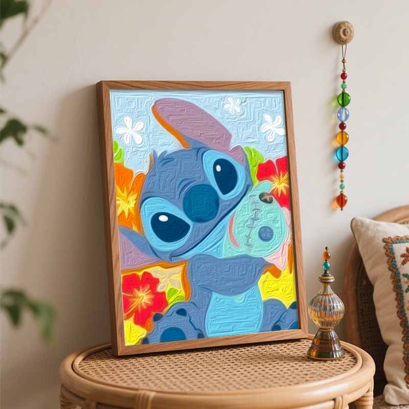 Disney Stitch Floral Painting Oil Painting Digital Painting Art Kit Handmade Diy Painting Home Decoration Gift
