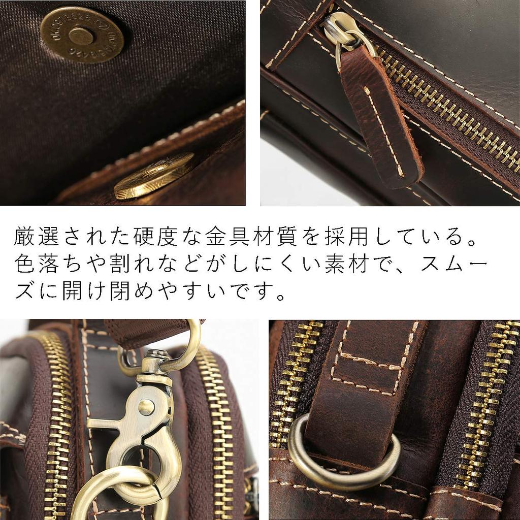 Masa Kawa Genuine Leather Shoulder Crossbody Mini Shoulder Dark for and Outdoors Men's Bag, Bag, Bag, Brown, Commuting, School,