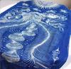60x185CM Spring And Autumn Thin Retro Blue Tie Dyed Scarf Breathable Peacock And Butterfly Design Thin Linen Scarves For Lady