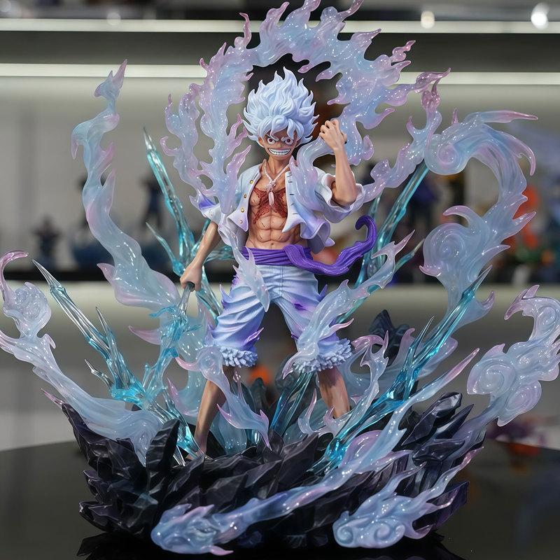 Statue One Piece Nika Luffy Effets Spéciaux Flash Figurine Anime Modèle de Collection Jouet Ornement Poupée Enfants Cadeaux de Noël GK avec Adapté aux Enfants