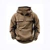 Men's Vintage Distressed Solid Color Hooded Sweatshirt - Long Sleeve Autumn/Winter Outerwear
