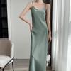 2026 Sommer Elegantes Satin Off-Shoulder Leichter Luxus Ärmelloses Camisole Kleid für Damen