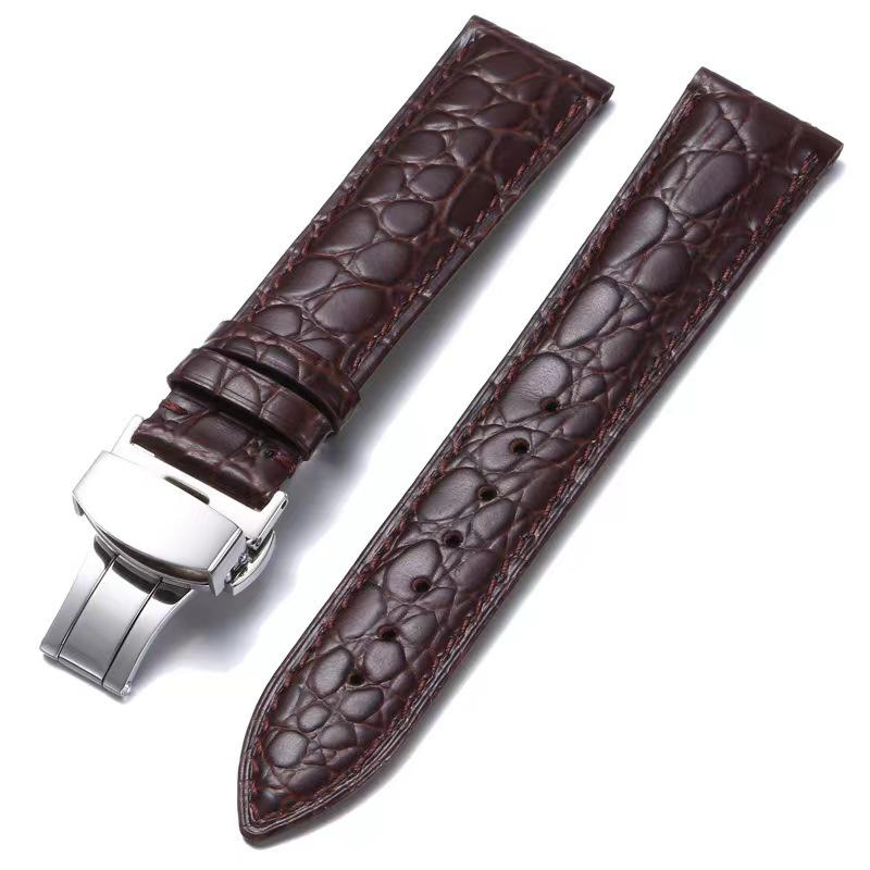 

Ремешок для часов из коровьей кожи с узором крокодила: Застежка-бабочка, Быстросъемная, Ретро-стиль. 20mm