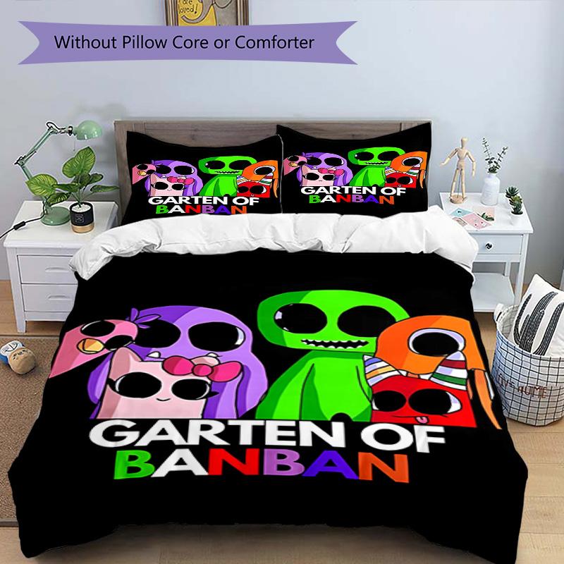 3pcs Duvet Cover Set (1*Duvet Cover + 2*Pillowcase, Without Core), Game Rainbow Friends Print Bedding Set, Bedroom Decor, All‑Season, Birthday Gift