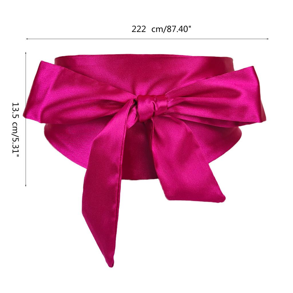 Women Wide Waist Belt Vintage Elegant Wide Under Bust Corset Rope Decorative Women Satiny Corset with Bowknot Closure