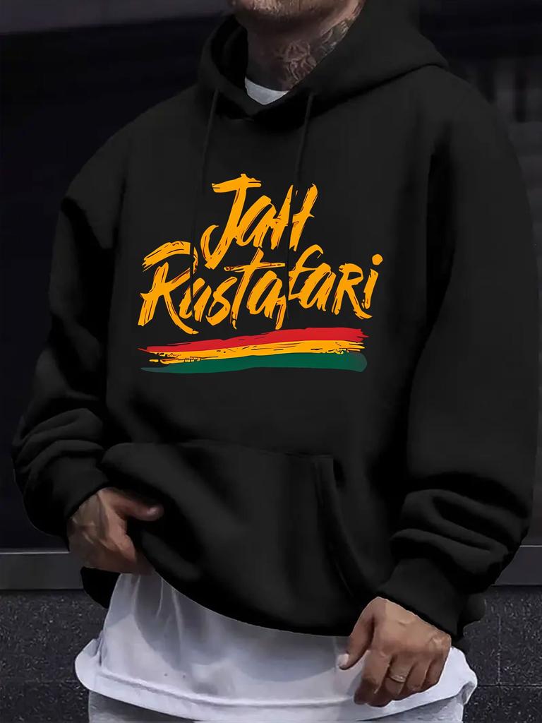 American/European Style unisex Autumn/Winter Printed Hoodie Long-Sleeve Sweatshirt, Rastafari Colorful Trendy Slogan Hooded Print Sweatshirt, Caribbea