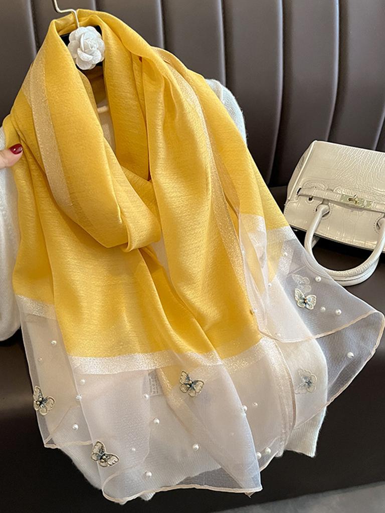 Fashion Floral Design Embroidery Silk Scarf Women Hijab Female Foulard Pashmina Long Beach Stoles Shawl Wrap Scarves Bandana