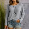 Women's Solid Color Casual Top Round Neck Long Sleeved Loose Pullover Top