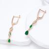Kienl New Trend  Rose Gold Long Drop Earring For Women Vintage Green Natural Zircon Flower Earrings Bride Wedding Jewelry