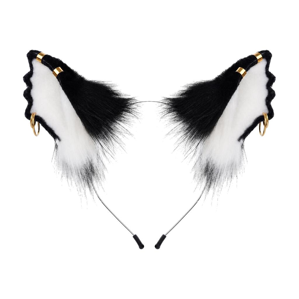 Furry Creature Ears Cosplay Headband Soft Ear with Golden