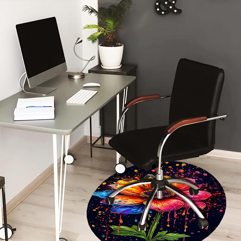 

1pc Carpet Chair Mats Colorful Dripping Flower Artwork Perfect for Decorating Chairs, Polyester Carpet, Cool Rug for Living Room.YDT590 80cm by 80cm