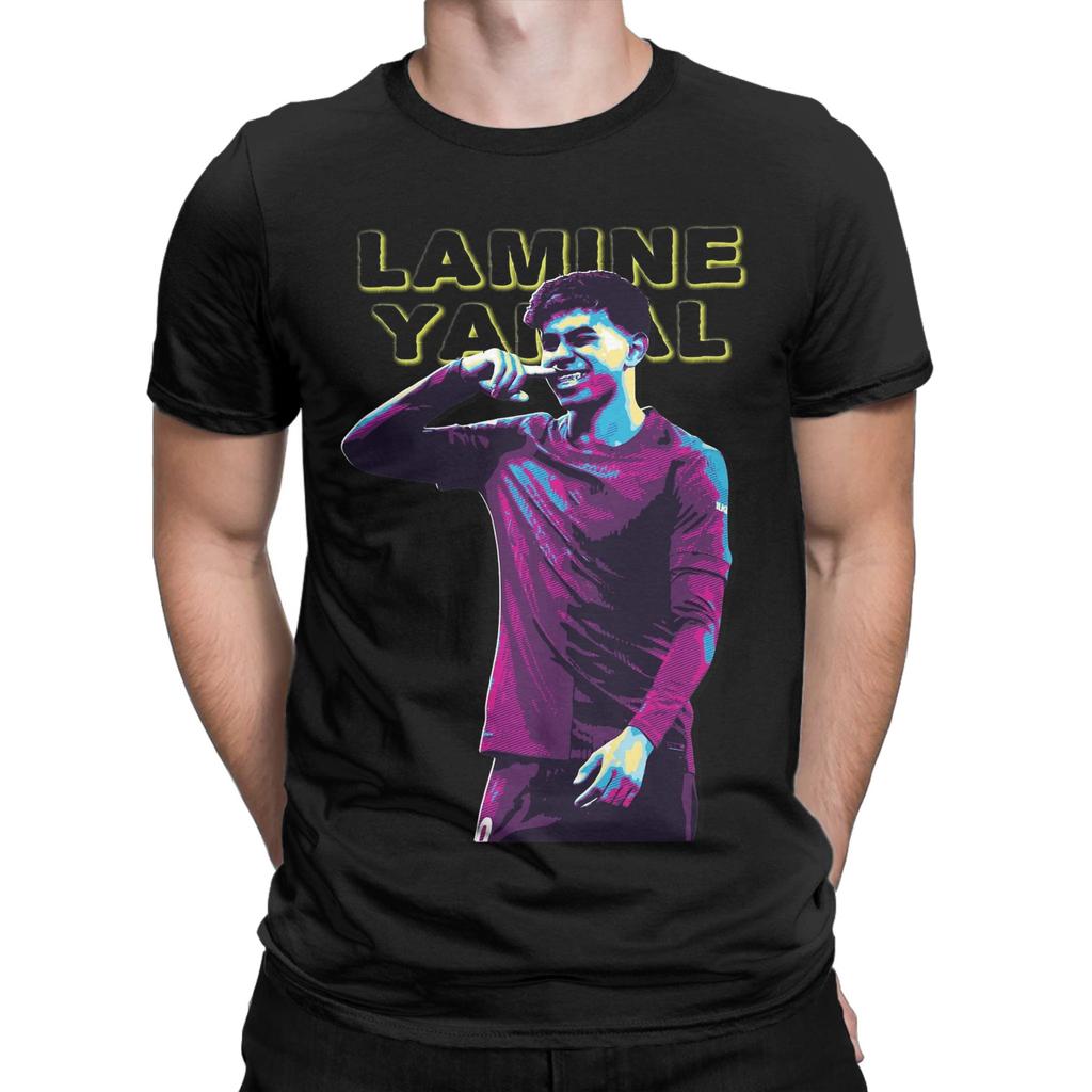 Lamine Yamal Vintage Football Graphic T Shirt Y2k Oversized Unisex Crewneck Short Sleeve Casual Birthday Gift Streetwear Fan Tee