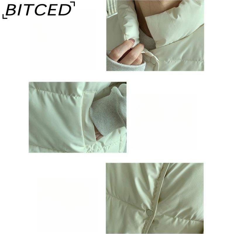 BITCED Down-Filled Cotton Vest for Women Stand-Up Collar, Short-Length Autumn/Winter Loose-Fit Cotton Jacket Lightweight Vest Outerwear