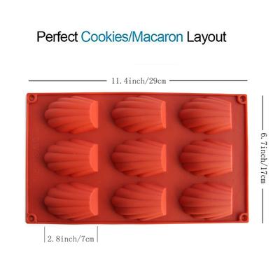 2Pcs/Set Silicone Madeline Cookies Pan 9 Cavities Madeline Mold Nonstick Baking Pan for Make Madeleine Cookies Baking Tool