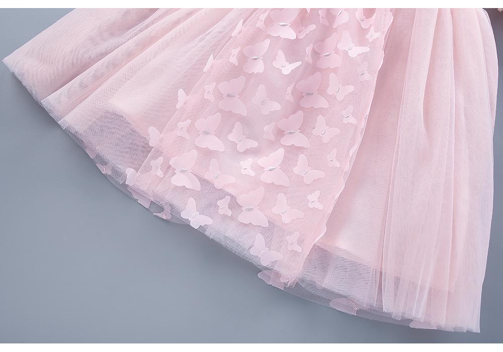 Koreanischer Stil Mädchen Netz-Prinzessinnenkleid mit Schmetterlingsdesign – Frühling/Herbst Mode