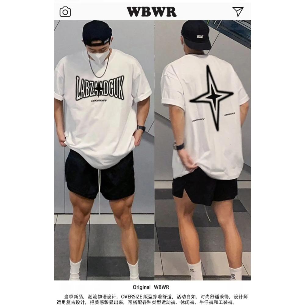 Letní móda Retro pánská anglická písmena těžké váhy 100% bavlna s kulatým výstřihem s potiskem Vysoce kvalitní neformální tričko Fitness Street