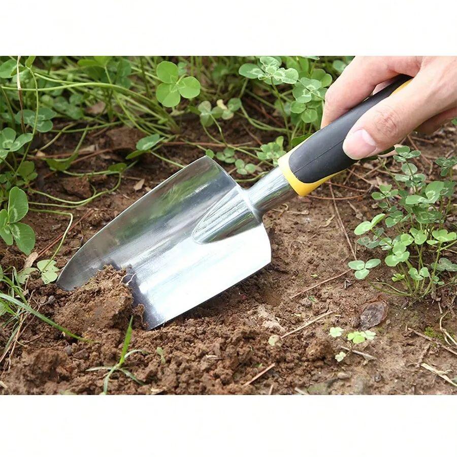 Stainless Steel Gardening Shovel With Rubber Anti Slip Handle for Planting Excavating Weeding and Gardening Tools