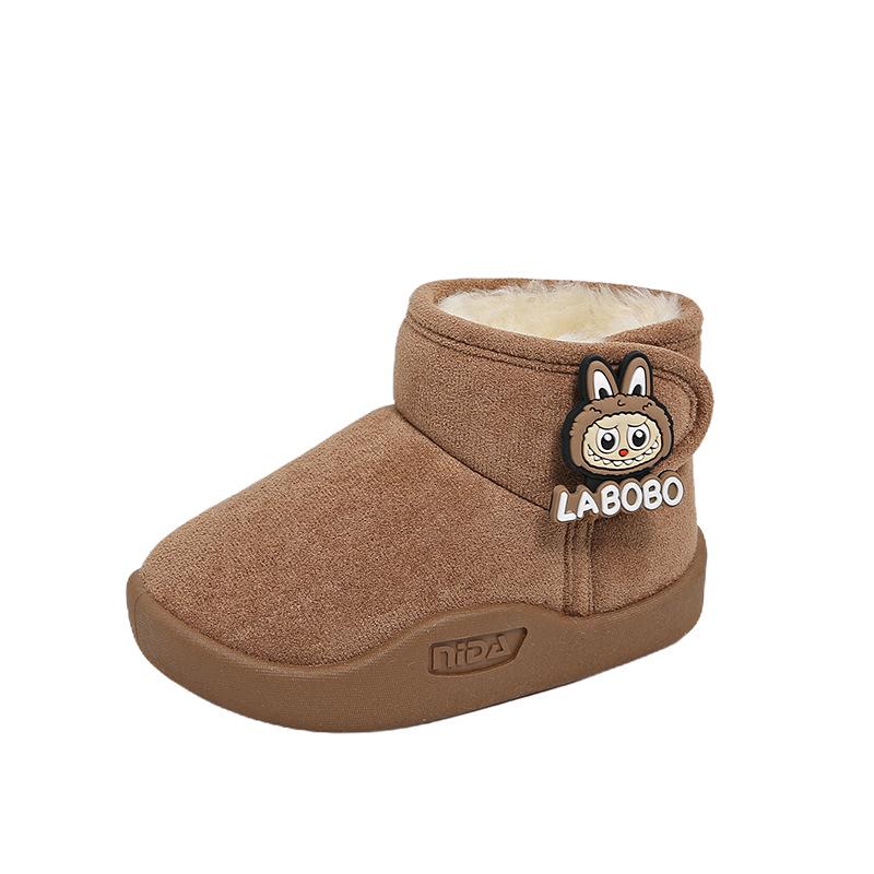 

2025 Kids Genuine Leather Winter Snow Boots: Warm, Snowproof, Plus Velvet for Boys & Girls Size 27 - 16.5 cm верблюд