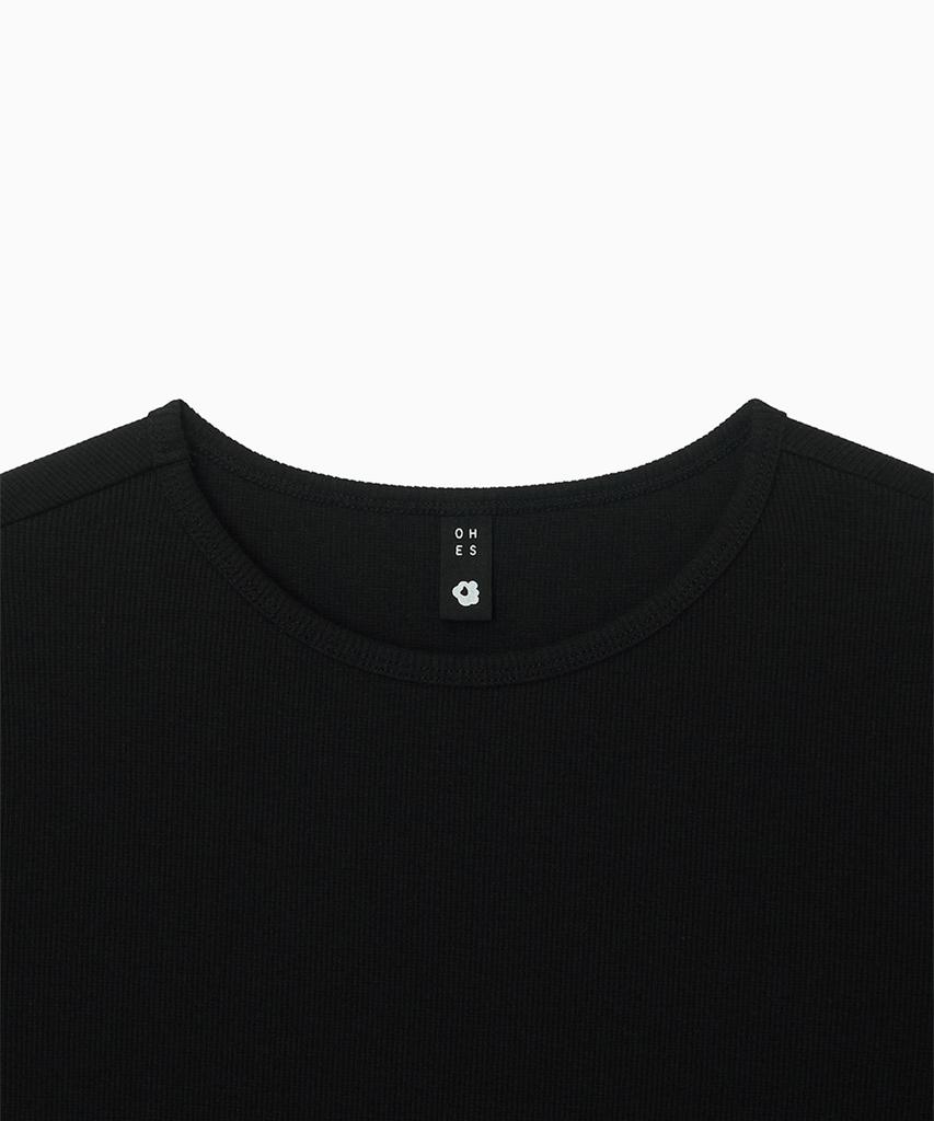 Ohesio Basic Slim Ribbed T-Shirt, Black
