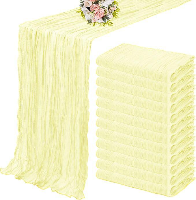 10PCS Terracotta Semi-Sheer Table Runner Gauze Cheesecloth Table Setting Dining Wedding Reception Events Christmas Fall Decor