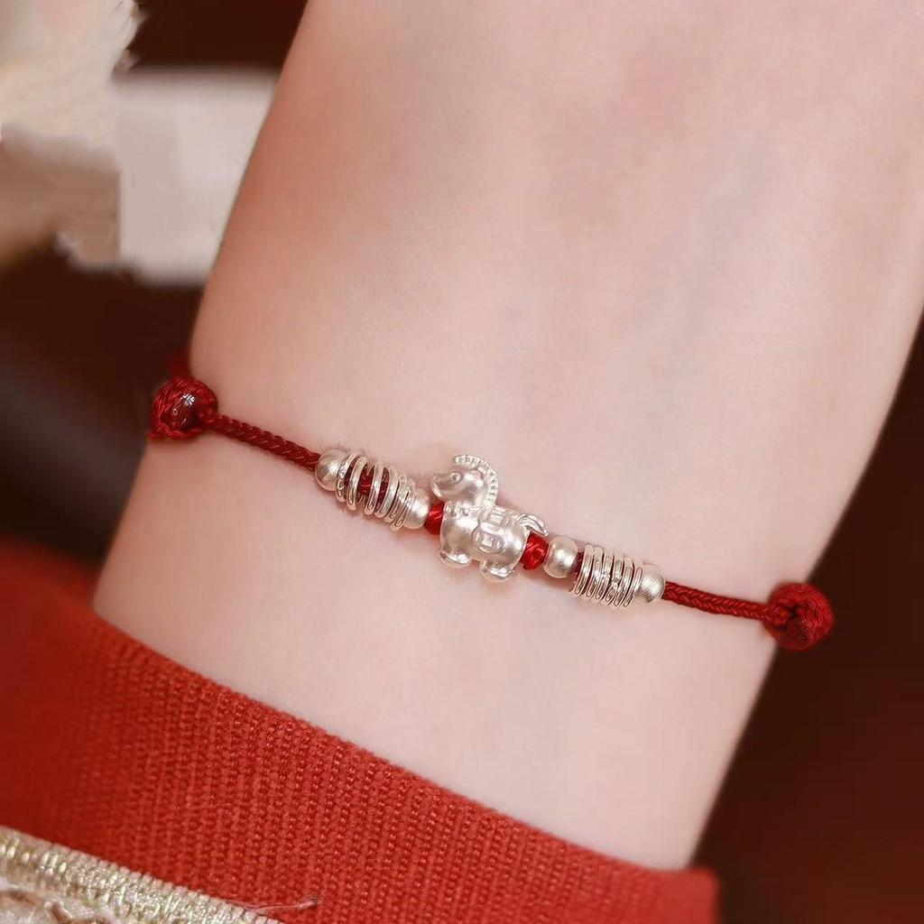 2026 Zodiac Year Red String Bracelet with Horse Bit Charm - Women's Auspicious Gift Accessories