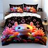Cute Salamanders Colorful Coral Bedding Set For Kids Luxury Gift 3Pcs Digital Print Comforter Set Soft Comfortable Breathable