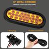 6PCS 6' Oval Amber LED Strobe Trailer Tail Lights with Rubber Grommet & 3-Prong Wires