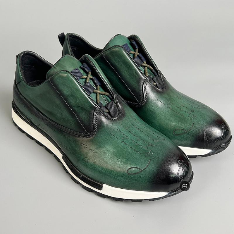 

Fashion Men s Genuine Leather Comfortable Heightening Casual Shoes Non-Slip Sole Brock Lace Up Sneakers Banquet Walking Men Shoes b17 46 зелёный