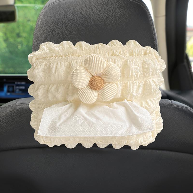 New Cute Cartoon Flowers Car Tissue Box Hanging Napkin Holder for Car Back Seat Headrest Armrest Paper Organizer Storage Bag