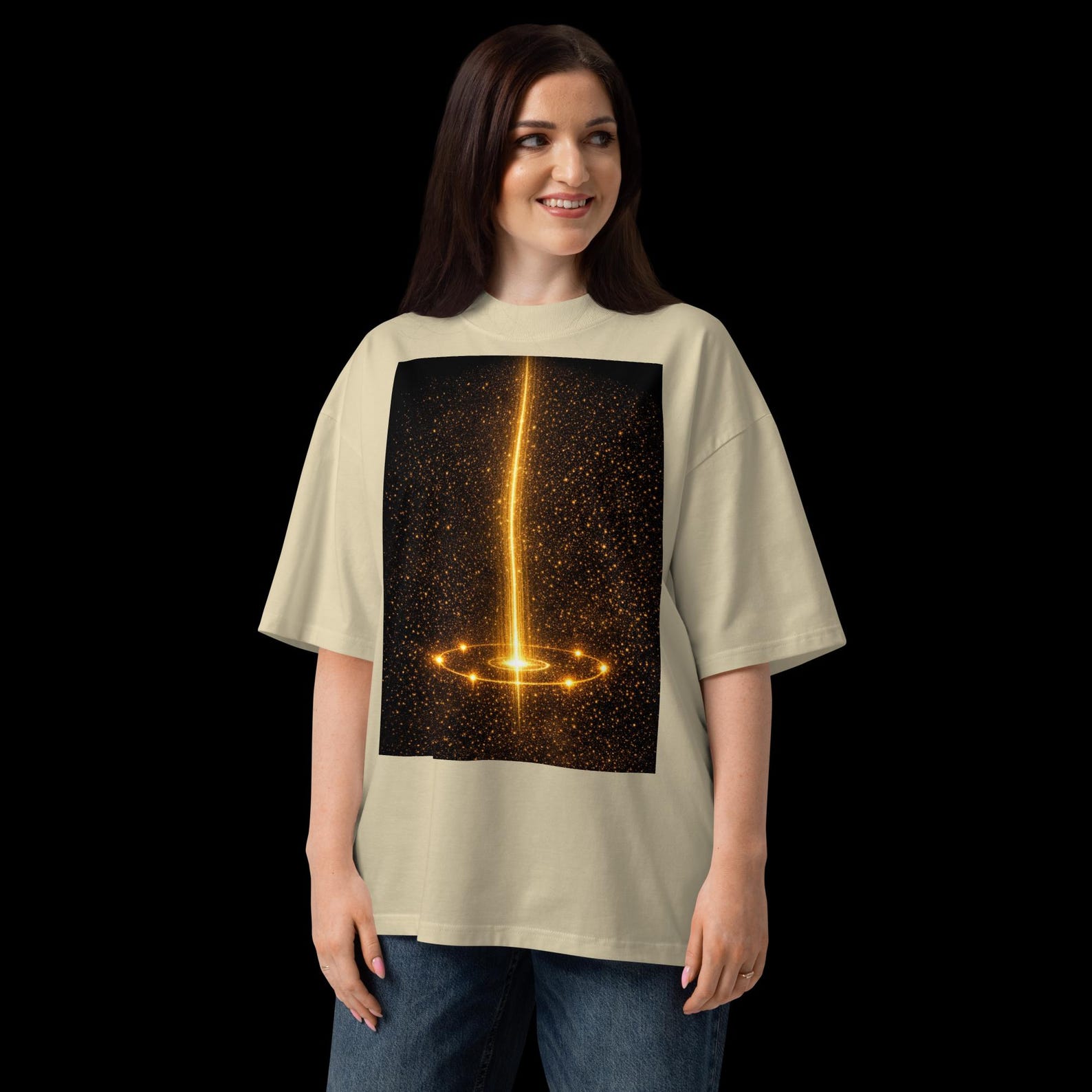 Unisex organic oversized high neck t-shirt - Graphics: Circle of Presence 4XL