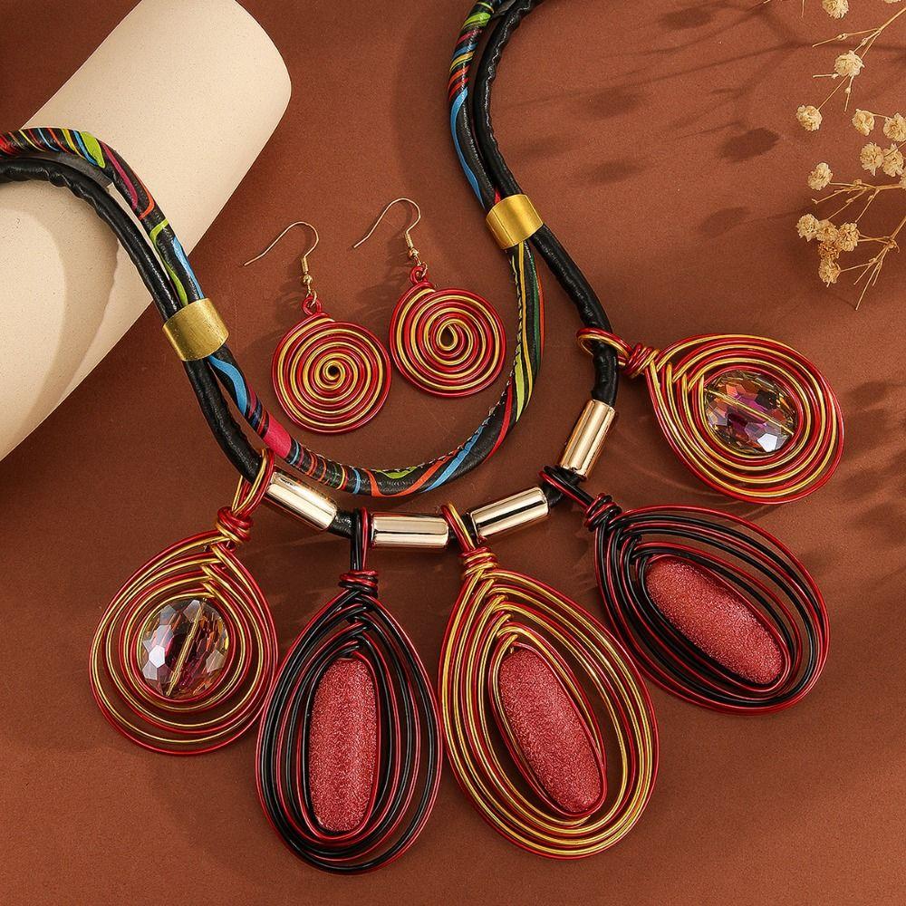 Crystal Multi-layer Jewelry Set African Women Jewelry Set Necklace Earrings Set Banquet Party