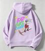 Latest color print of bad girl witch broom on children's hooded sweatshirt.Teenage loose oversized retro cartoon pullover hoodie