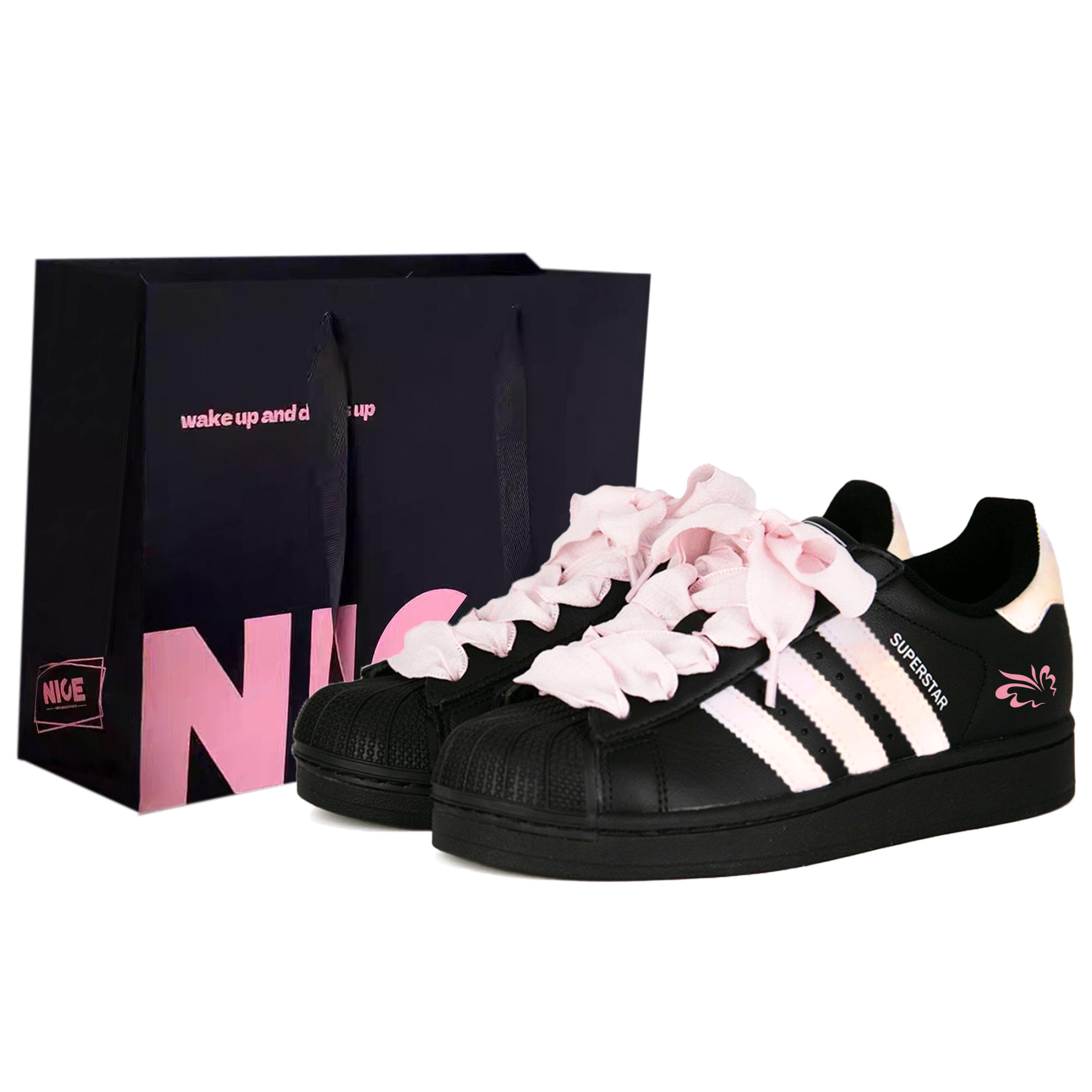 

Adidas Originals SUPERSTAR Shopping Bag, Joy Mountain Shoes, Pink Butterfly Gauze Low top Skateboard Shoes Unisex Pink JI0079(Team808--SBOX) 35⅔