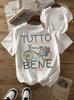 Tutto Bene Italienisches Fahrrad Grafik Unisex T-Shirt Lässig Rundhalsausschnitt Kurzarm Retro 90er Jahre Print Atmungsaktiv Lässiges Tägliches Oberteil