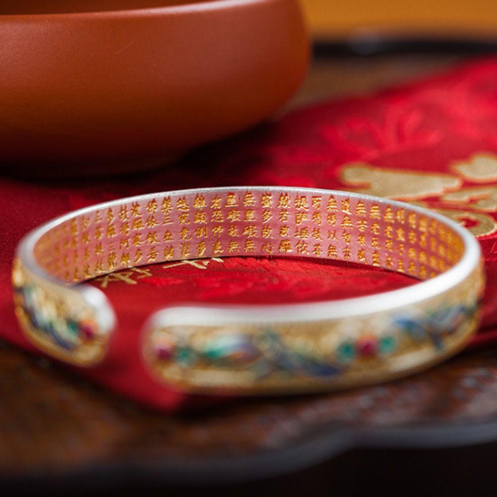 Pulseira de Mão Feminina Tradicional Pulseira Clássica Chinesa Cloisonné Joias