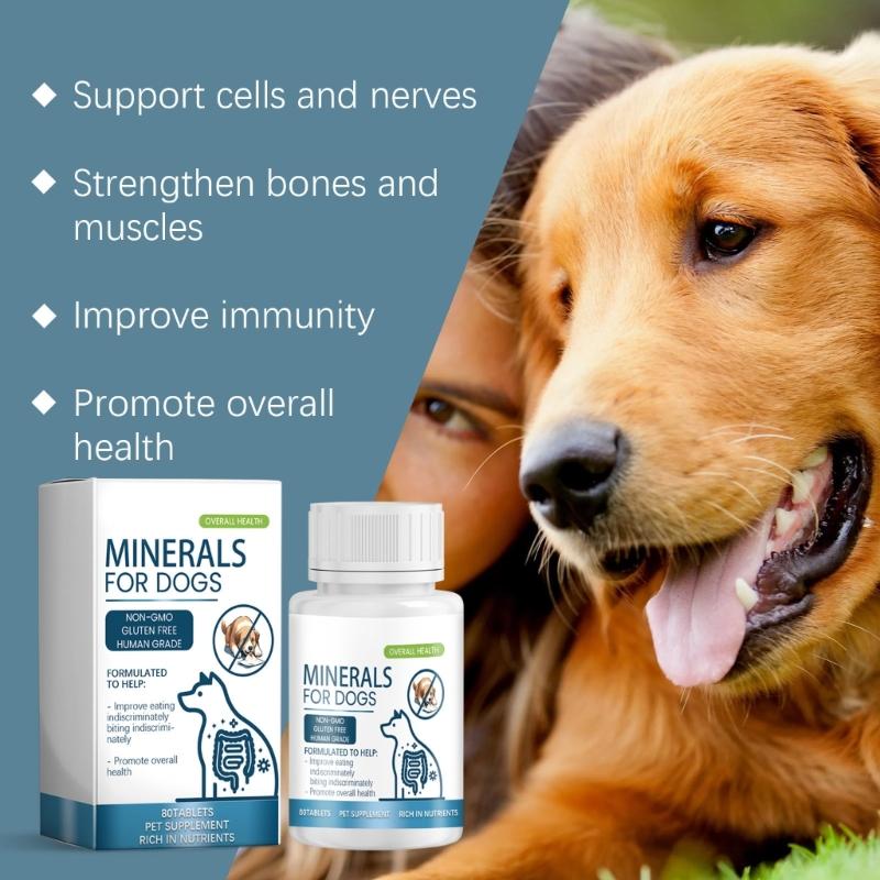 Minerals Supplement Tablets for Dogs 80 Tablets Support Healthy Growth and Daily Nutrition Need Immune Improve