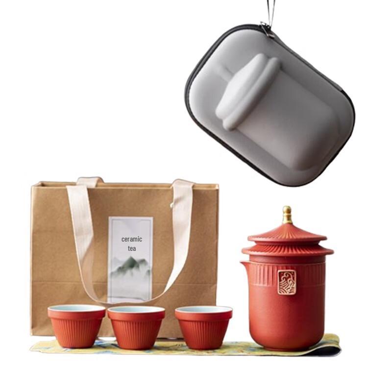 Chinese Forbidden City Style Portable Clay Tea Set