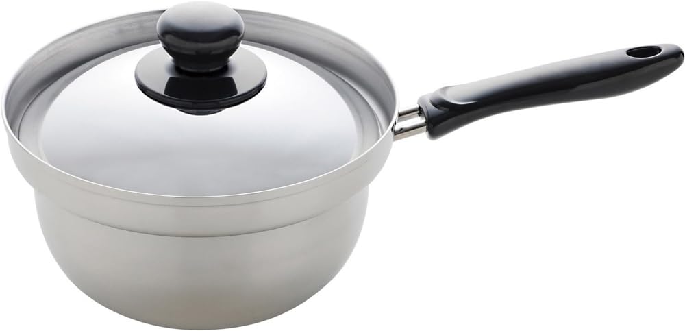 

Ernest in 18cm Induction Compatible Stainless Steel Yukihira Saucepan a favorite brand of major restaurants [Made Japan] (Overflow Resistant),