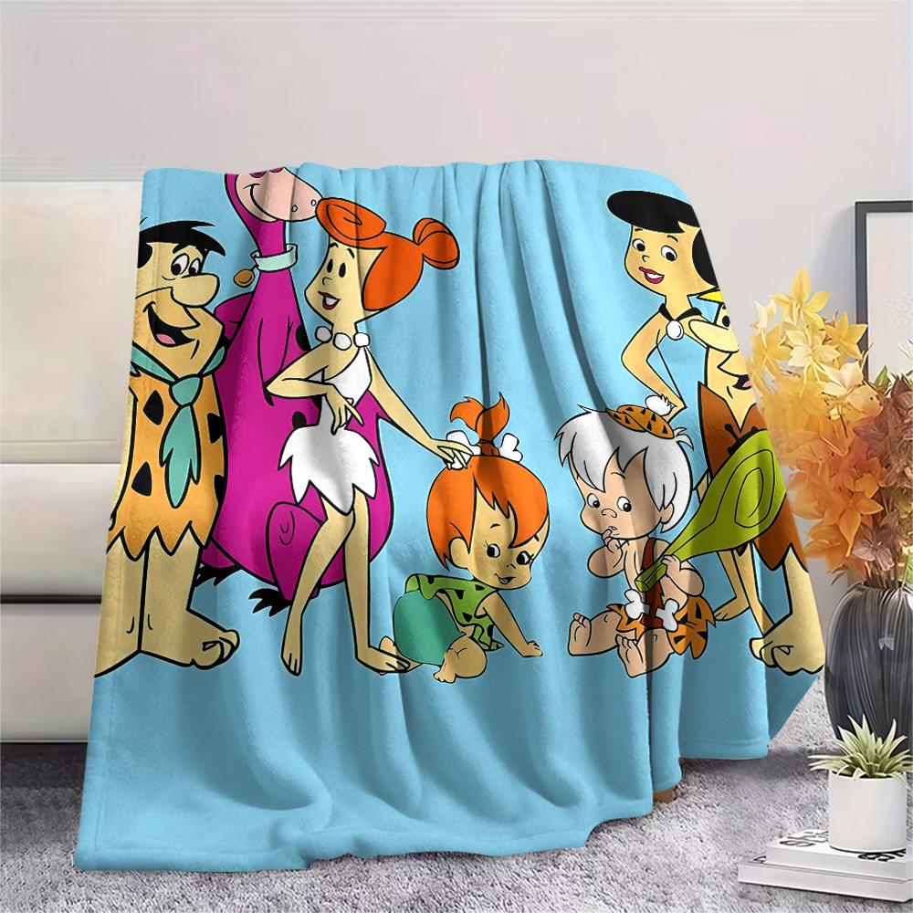 Coperta in Flanella con Stampa dei Flintstones, Alta qualità, Confortevole per Tutte le Stagioni, Decorazione per la Casa, Calore e Comfort